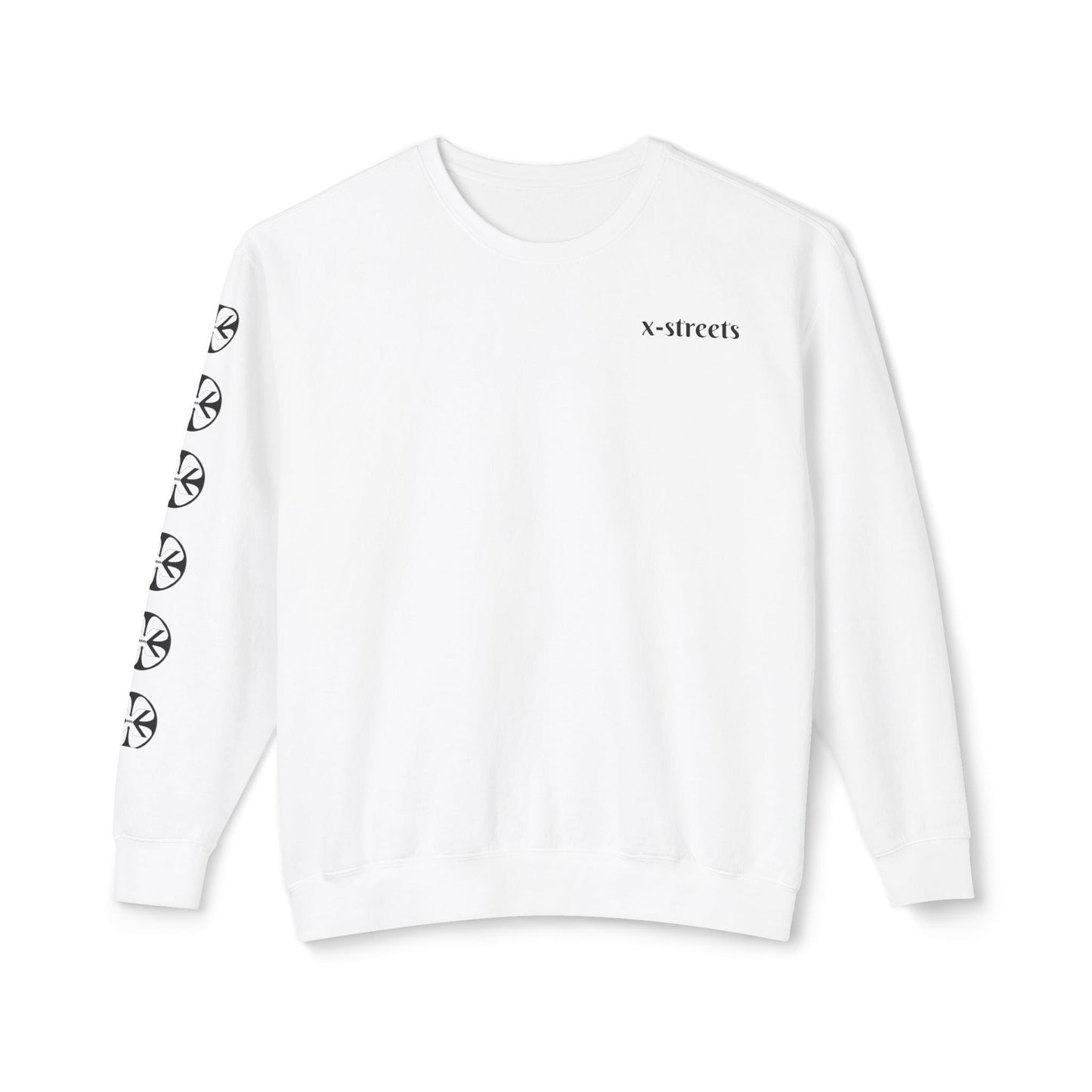 Oversized streetwear sweater by x-streets with “Burning Cash” print – white base, front and back design, bold and sustainably made.