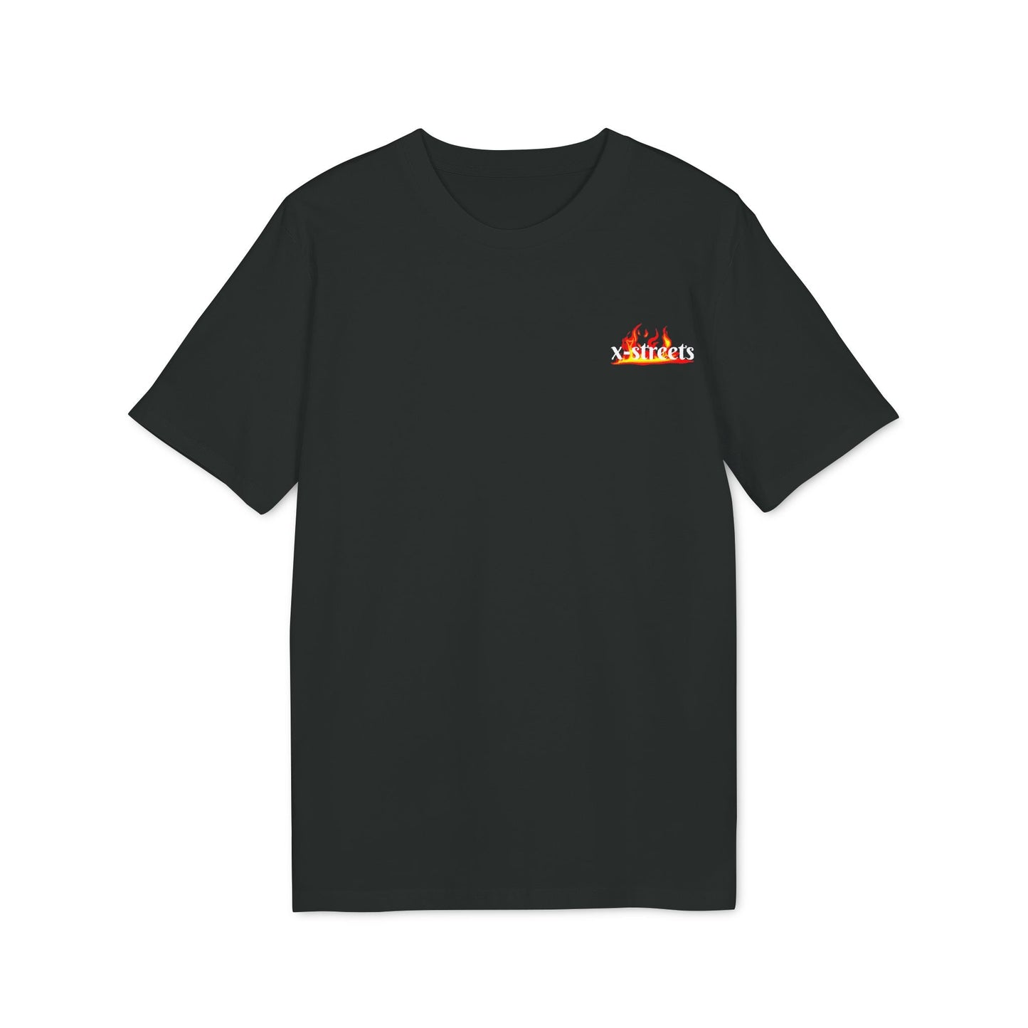 Oversized t-shirt by x-streets with bold flame front print – made from 100% organic cotton, minimalist fire design, clean streetwear fit.