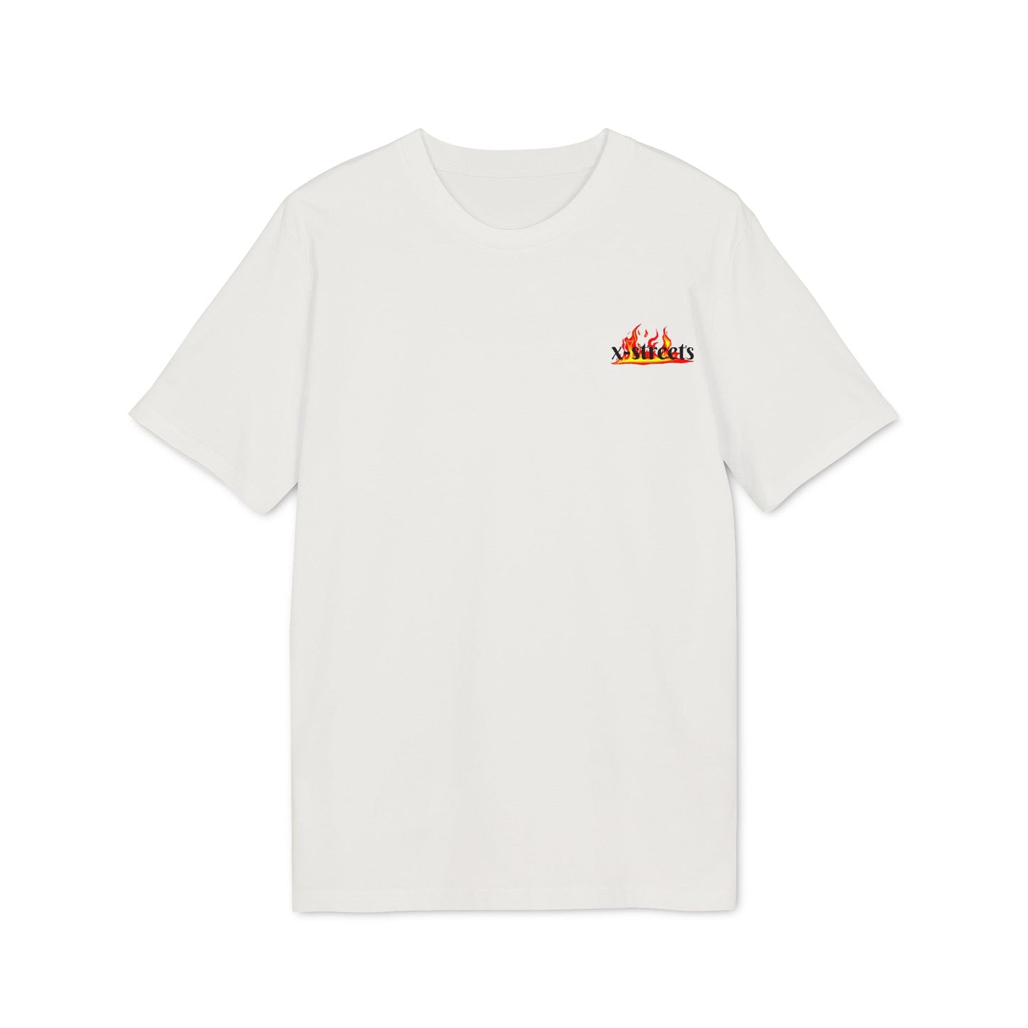 Oversized t-shirt by x-streets with bold flame front print – made from 100% organic cotton, minimalist fire design, clean streetwear fit.