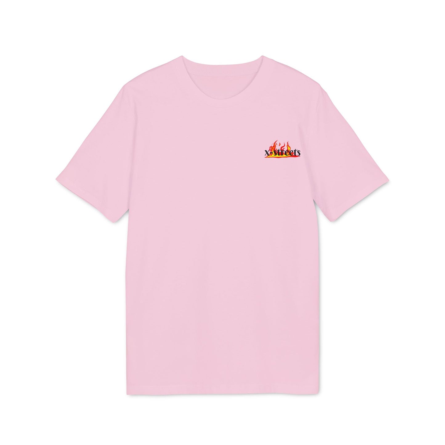 Oversized t-shirt by x-streets with bold flame front print – made from 100% organic cotton, minimalist fire design, clean streetwear fit.