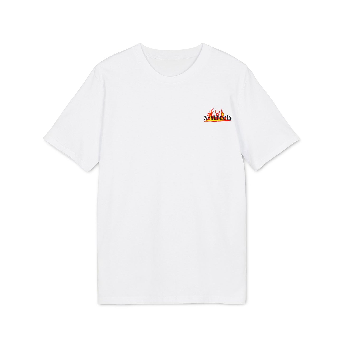 Oversized t-shirt by x-streets with bold flame front print – made from 100% organic cotton, minimalist fire design, clean streetwear fit.