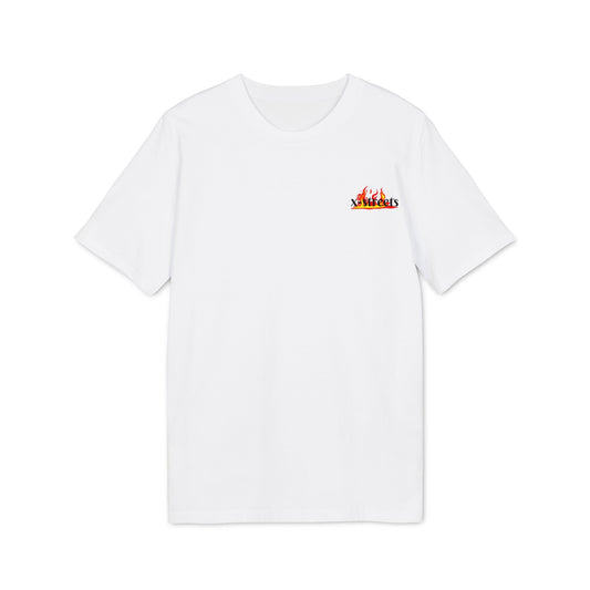 Oversized t-shirt by x-streets with bold flame front print – made from 100% organic cotton, minimalist fire design, clean streetwear fit.