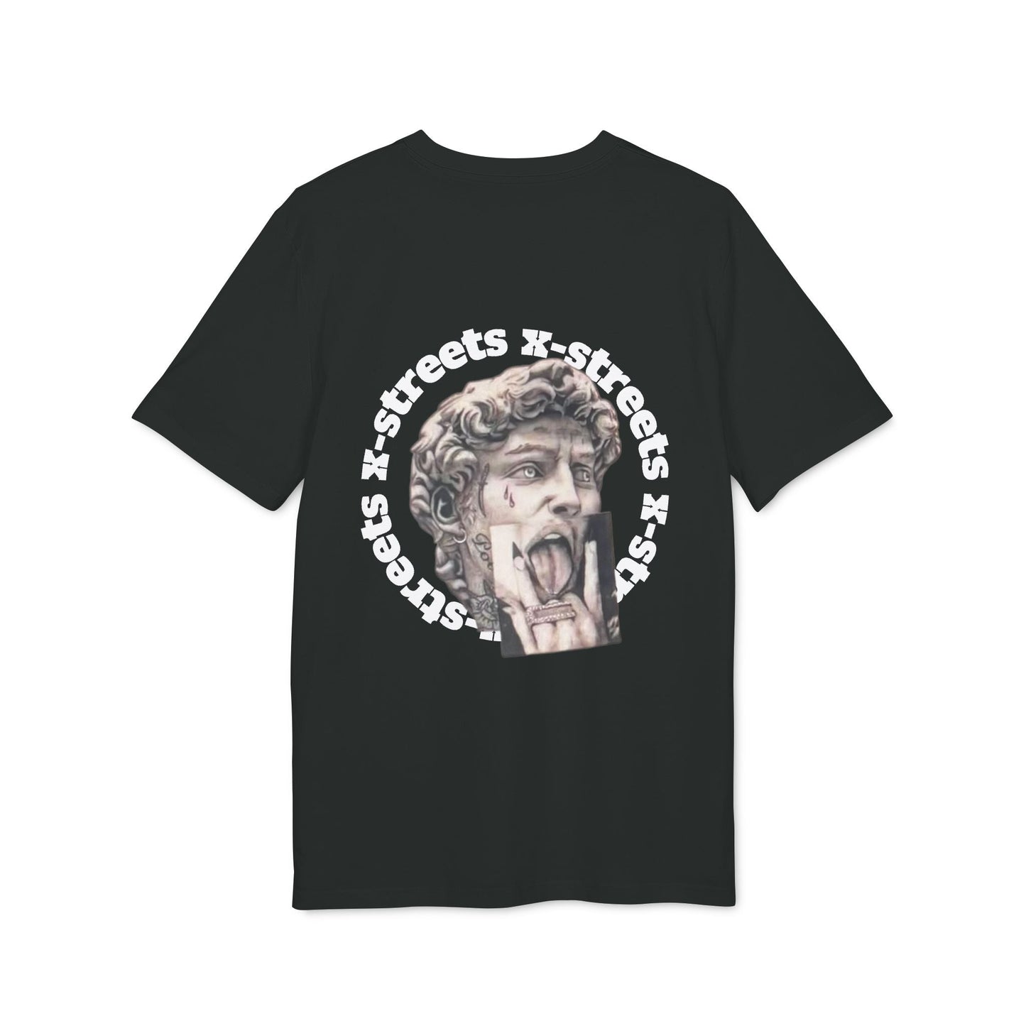 Oversized streetwear t-shirt by x-streets with “David” design – renaissance art remix with street edge, organic cotton, EU-made.