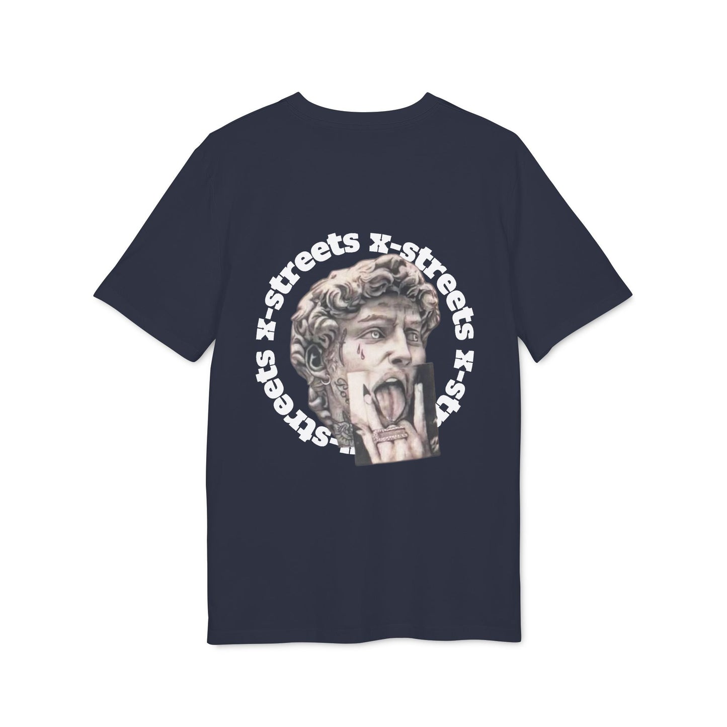 Oversized streetwear t-shirt by x-streets with “David” design – renaissance art remix with street edge, organic cotton, EU-made.