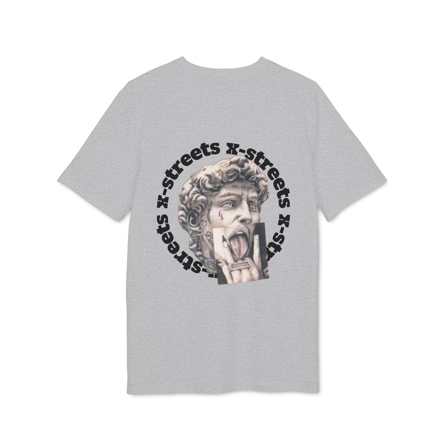 Oversized streetwear t-shirt by x-streets with “David” design – renaissance art remix with street edge, organic cotton, EU-made.