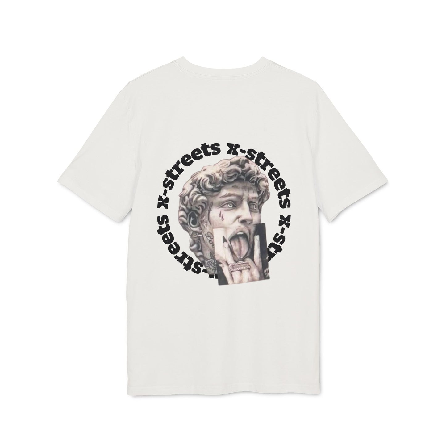 Oversized streetwear t-shirt by x-streets with “David” design – renaissance art remix with street edge, organic cotton, EU-made.