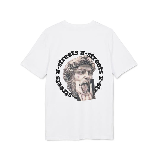 Oversized streetwear t-shirt by x-streets with “David” design – renaissance art remix with street edge, organic cotton, EU-made.