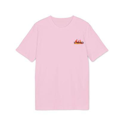Oversized t-shirt by x-streets with bold flame front print – made from 100% organic cotton, minimalist fire design, clean streetwear fit.