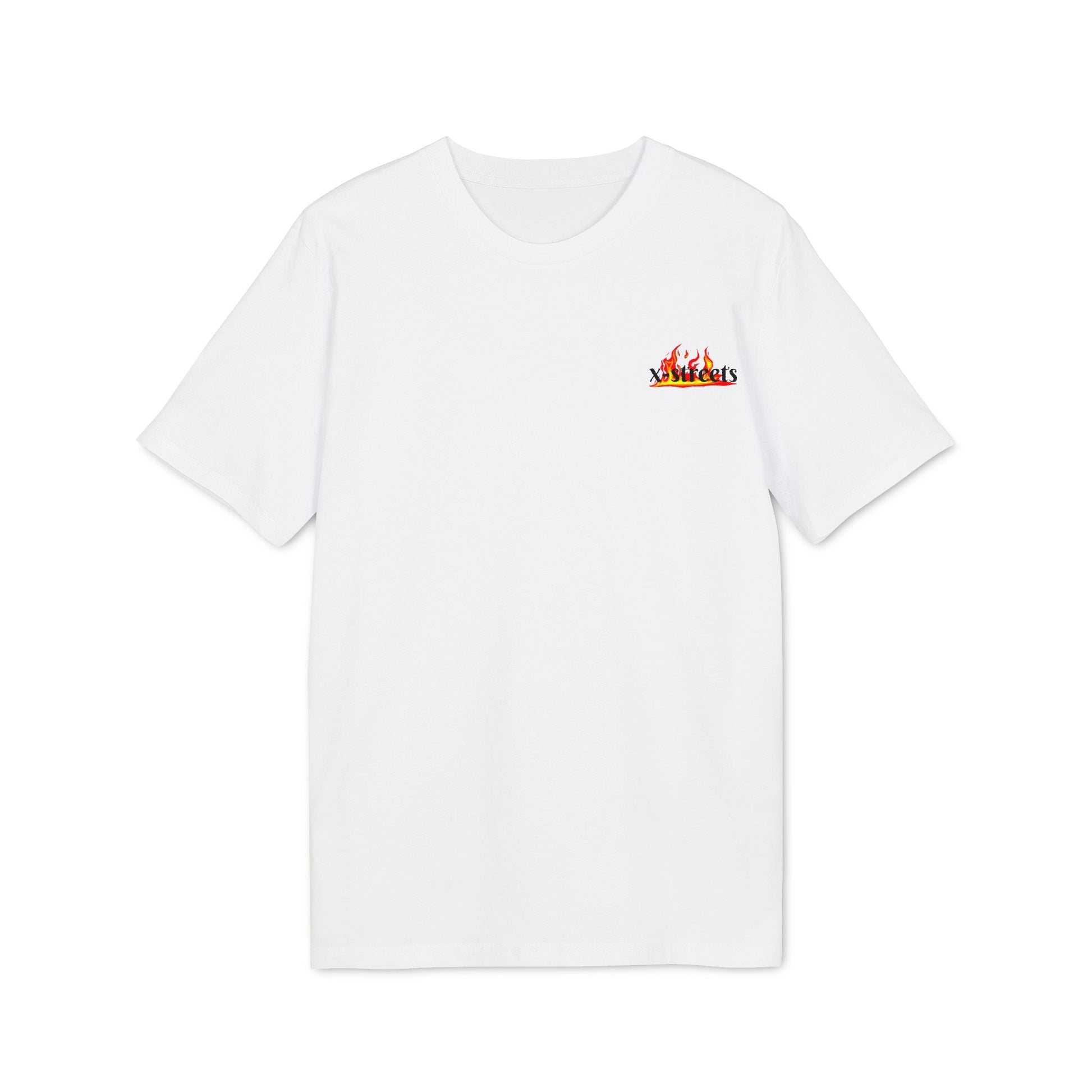Oversized t-shirt by x-streets with bold flame front print – made from 100% organic cotton, minimalist fire design, clean streetwear fit.