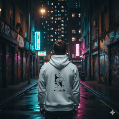 oversized hoodie by x-streets with deep symbolic print – bold streetwear made from organic materials, crafted for those who face the void with style.