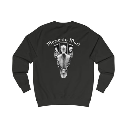 Oversized streetwear sweater by x-streets with “Memento Mori” design – philosophical back print, heavyweight cotton blend, EU-made streetwear.