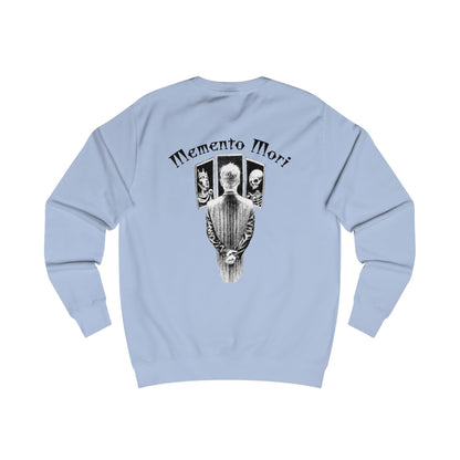 Oversized streetwear sweater by x-streets with “Memento Mori” design – philosophical back print, heavyweight cotton blend, EU-made streetwear.