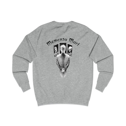 Oversized streetwear sweater by x-streets with “Memento Mori” design – philosophical back print, heavyweight cotton blend, EU-made streetwear.