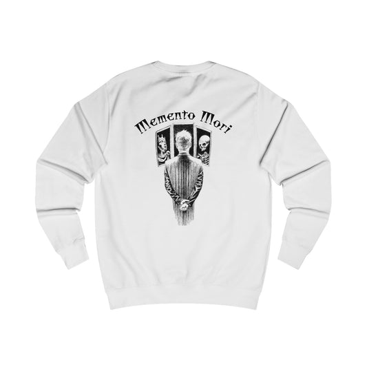 Oversized streetwear sweater by x-streets with “Memento Mori” design – philosophical back print, heavyweight cotton blend, EU-made streetwear.