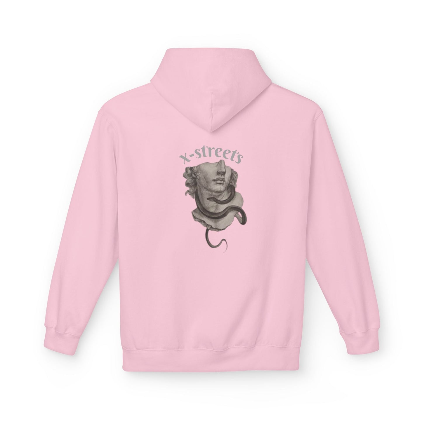 Oversized hoodie by x-streets featuring serpent design – front and back DTG print, symbolizing transformation and inner strength, sustainably made in the EU.