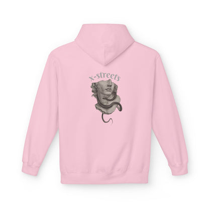 Oversized hoodie by x-streets featuring serpent design – front and back DTG print, symbolizing transformation and inner strength, sustainably made in the EU.