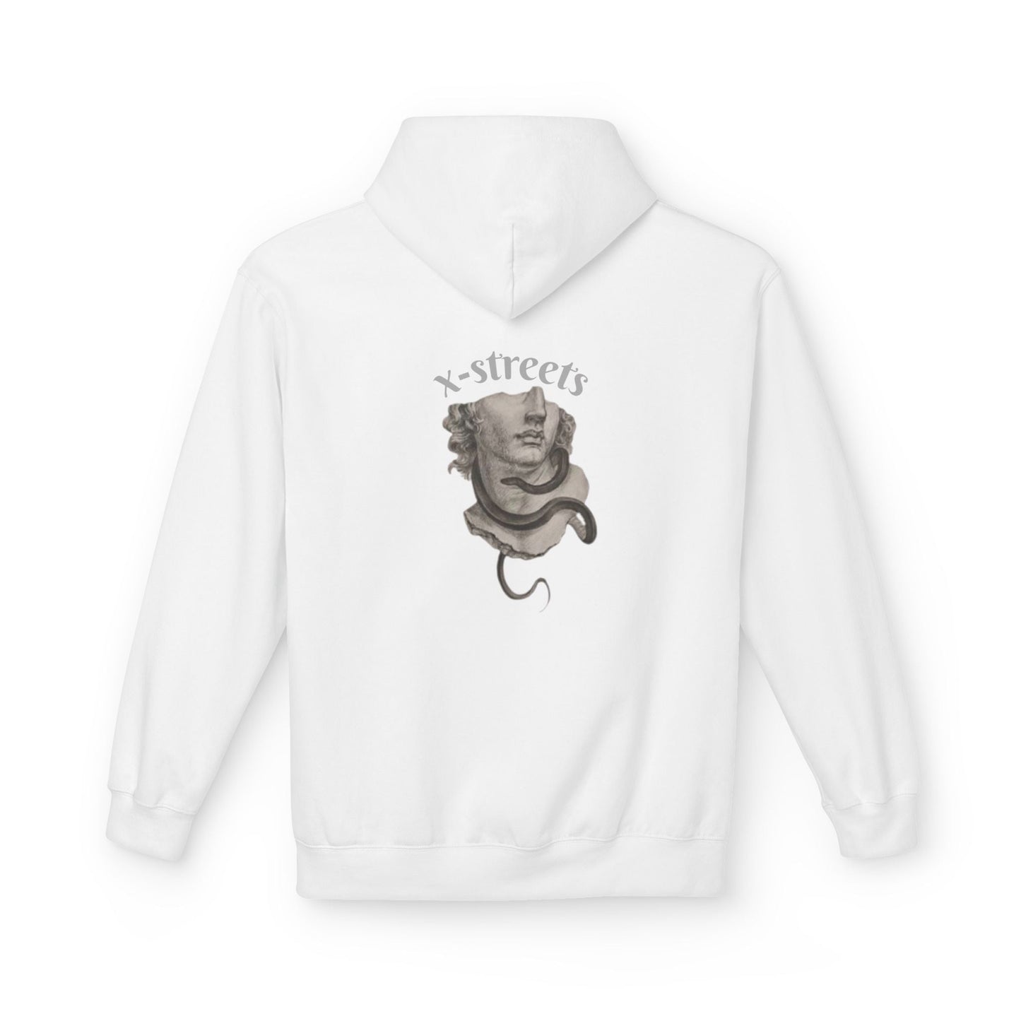 Oversized hoodie by x-streets featuring serpent design – front and back DTG print, symbolizing transformation and inner strength, sustainably made in the EU.