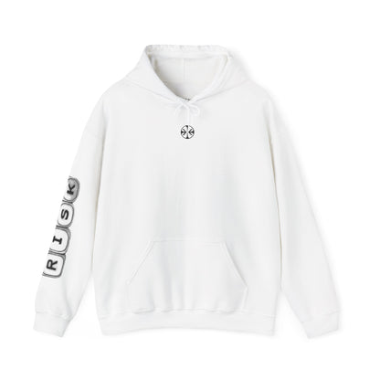 Oversized hoodie by x-streets with bold “Risk” artwork – cotton-poly blend, front and back DTG print, made in the EU for fearless fits.