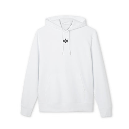 Oversized hoodie by x-streets with “Soul’s Call” print – spiritual design, organic cotton and recycled polyester blend, ethical EU streetwear.