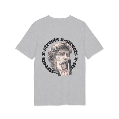 Oversized streetwear t-shirt by x-streets with “David” design – renaissance art remix with street edge, organic cotton, EU-made.